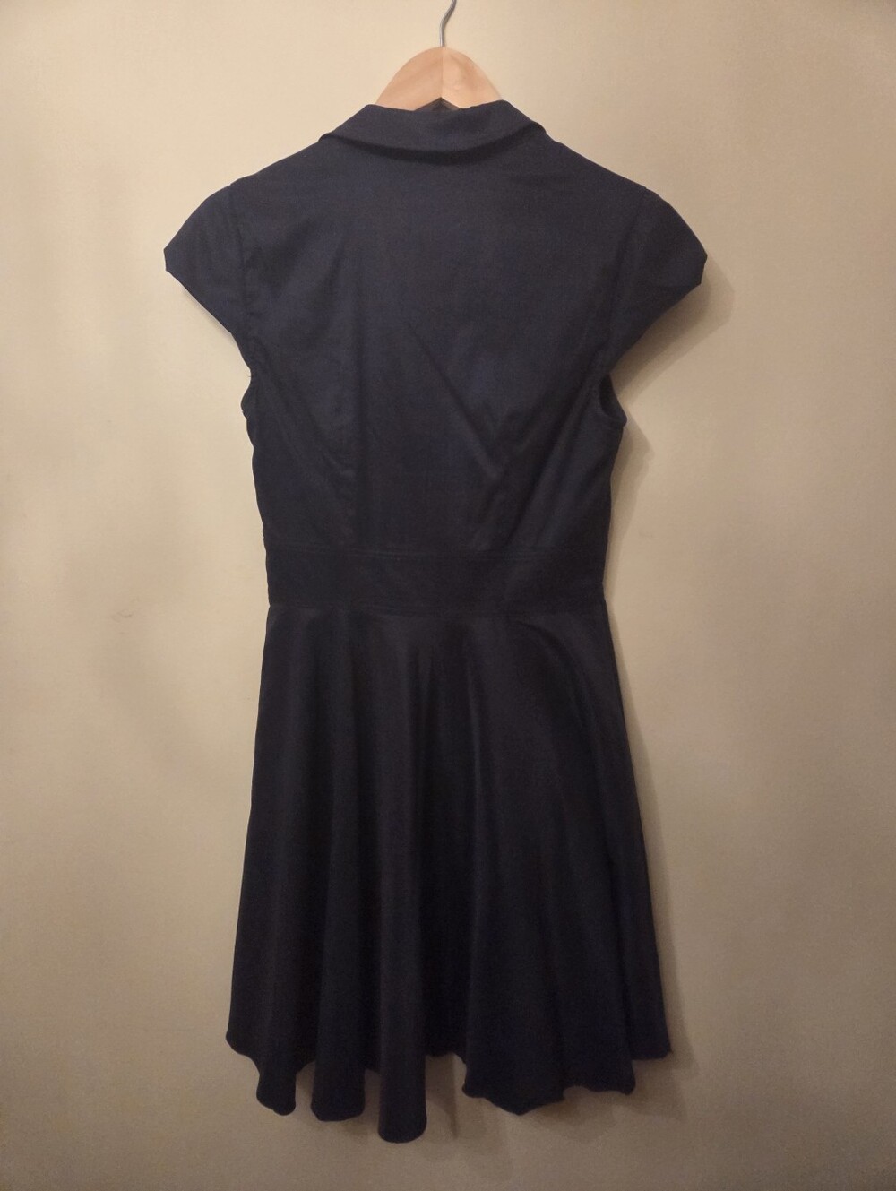 Classic Faux Navy Wrap Dress with Collar - Vintage Betsy Johnson - Picture 2 of 3